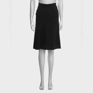 Diane von Furstenberg Black Knee-Length A-Line Wool Skirt Size 6